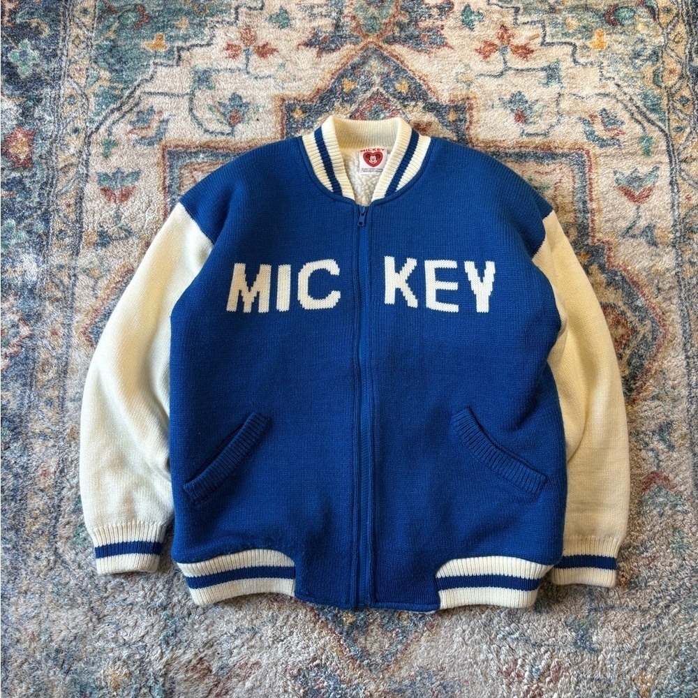 Vintage Mickey Mouse Sherpa Lined Zip-up Sweater Jacket Large